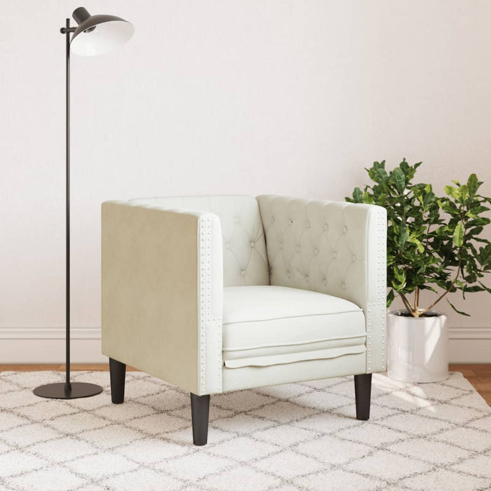 vidaXL Poltrona Chesterfield Crema in Velluto