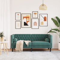 Divano Chesterfield con Rinforzi 2 Posti Verde Scuro in Velluto 372685