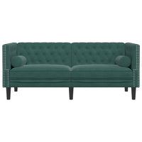 Divano Chesterfield con Rinforzi 2 Posti Verde Scuro in Velluto 372685