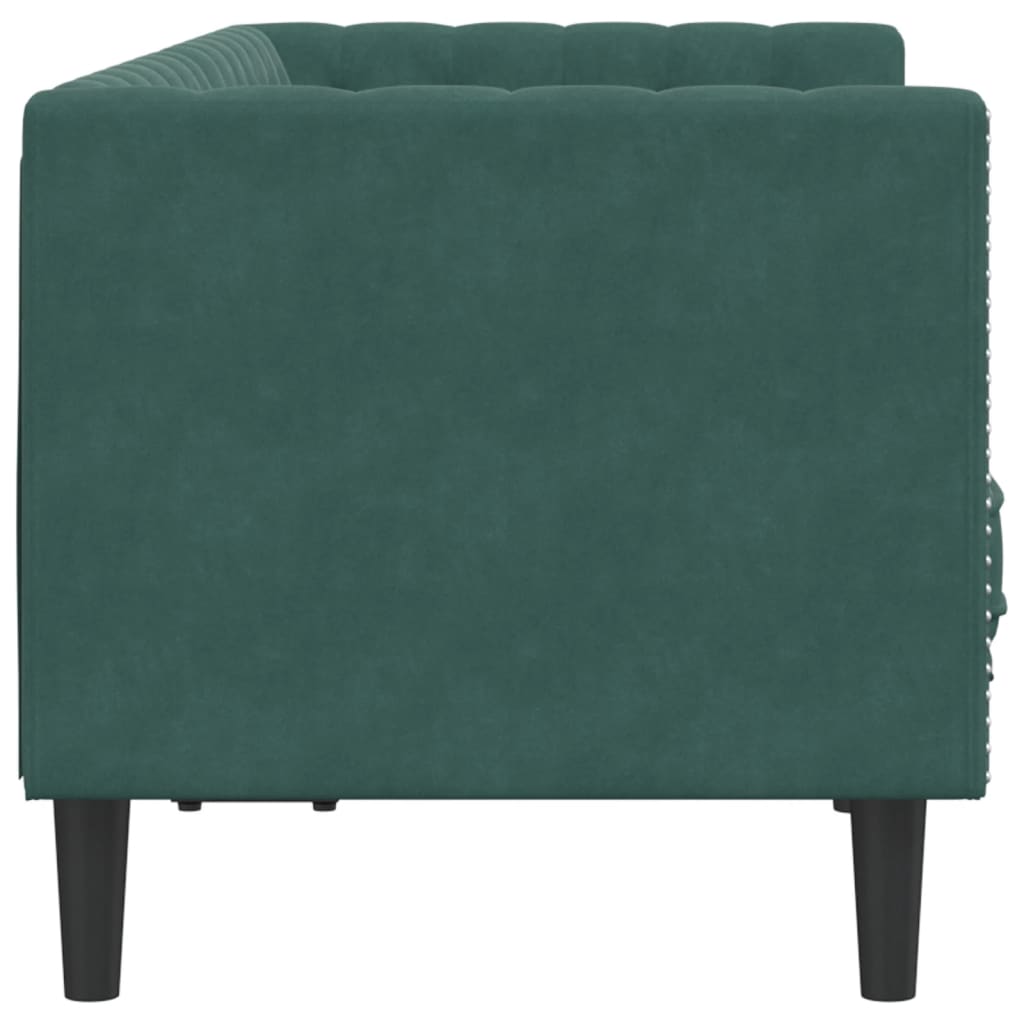 Divano Chesterfield con Rinforzi 2 Posti Verde Scuro in Velluto 372685