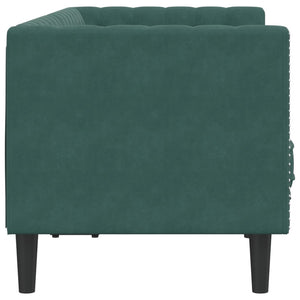 Divano Chesterfield con Rinforzi 2 Posti Verde Scuro in Velluto 372685