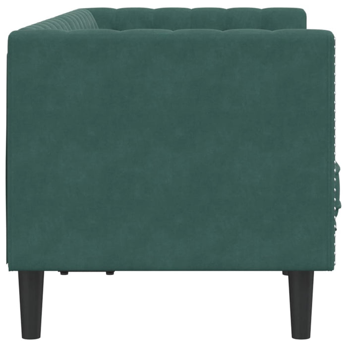 Divano Chesterfield con Rinforzi 2 Posti Verde Scuro in Velluto 372685