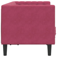 Divano Chesterfield con Rinforzi 2 Posti Rosso Vino in Velluto 372687