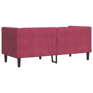 Divano Chesterfield con Rinforzi 2 Posti Rosso Vino in Velluto 372687