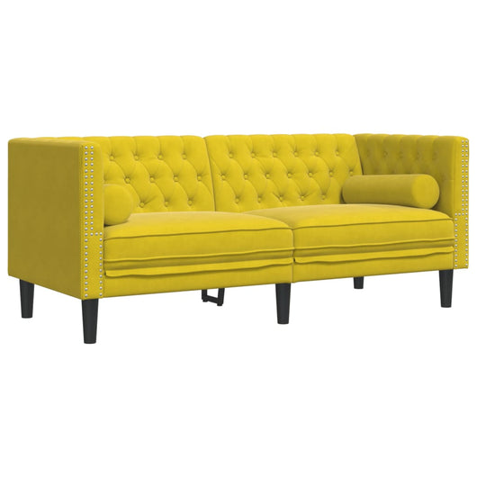 vidaXL Divano Chesterfield con Rinforzi 2 Posti Giallo in Velluto