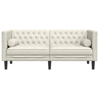 Divano Chesterfield con Rinforzi 2 Posti Crema in Velluto 372690