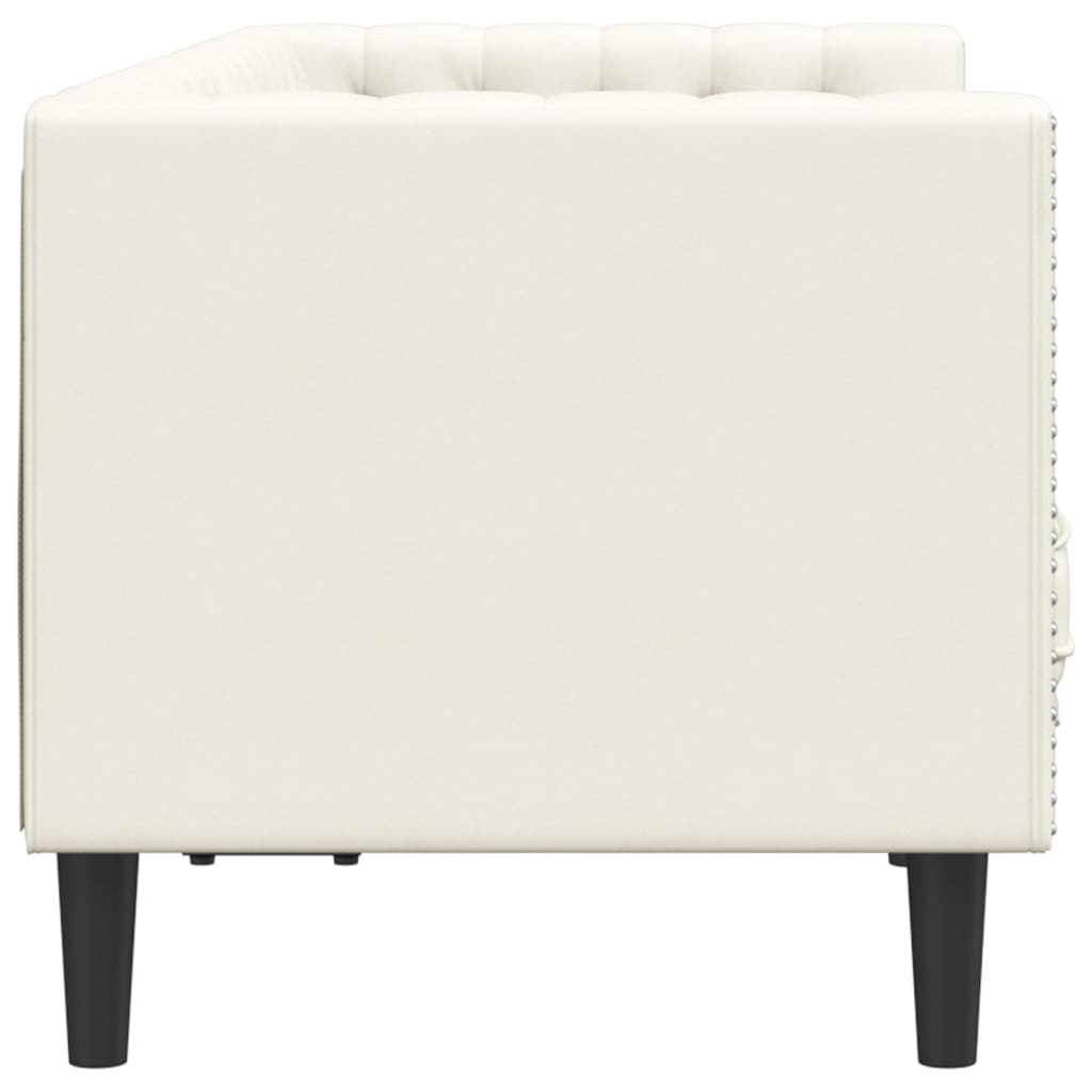 Divano Chesterfield con Rinforzi 2 Posti Crema in Velluto 372690