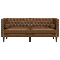 Divano Chesterfield con Rinforzi 2 Posti Marrone in Scamosciato