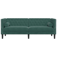 Divano Chesterfield con Rinforzi 3 Posti Verde Scuro in Velluto 372695