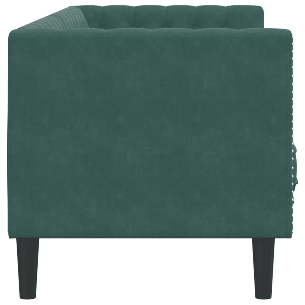 vidaXL Divano Chesterfield con Rinforzi 3 Posti Verde Scuro in Velluto