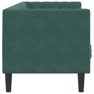 vidaXL Divano Chesterfield con Rinforzi 3 Posti Verde Scuro in Velluto