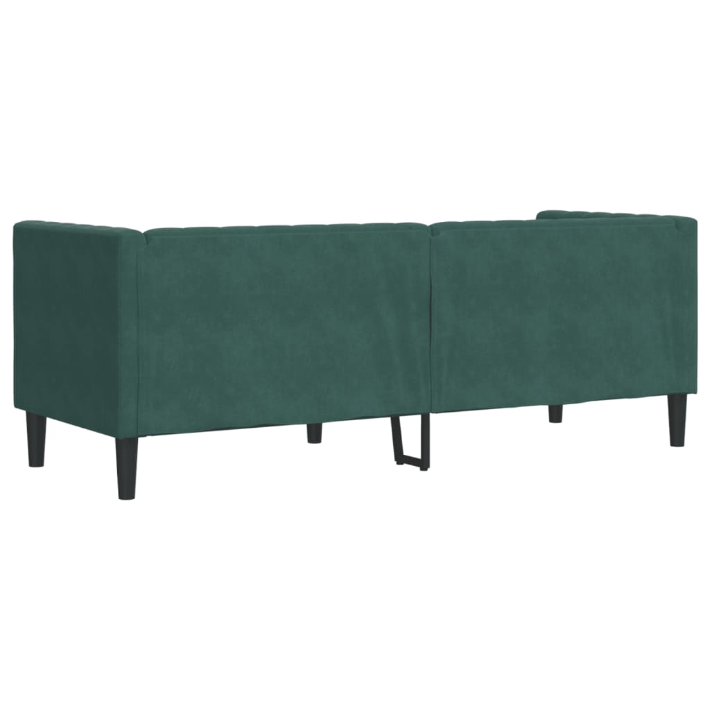 vidaXL Divano Chesterfield con Rinforzi 3 Posti Verde Scuro in Velluto