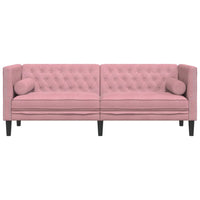 Divano Chesterfield con Rinforzi a 3 Posti Rosa in Velluto 372696
