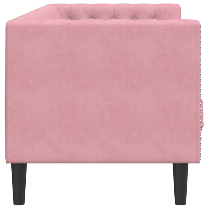 Divano Chesterfield con Rinforzi a 3 Posti Rosa in Velluto 372696