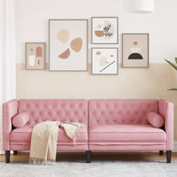 vidaXL Divano Chesterfield con Rinforzi a 3 Posti Rosa in Velluto