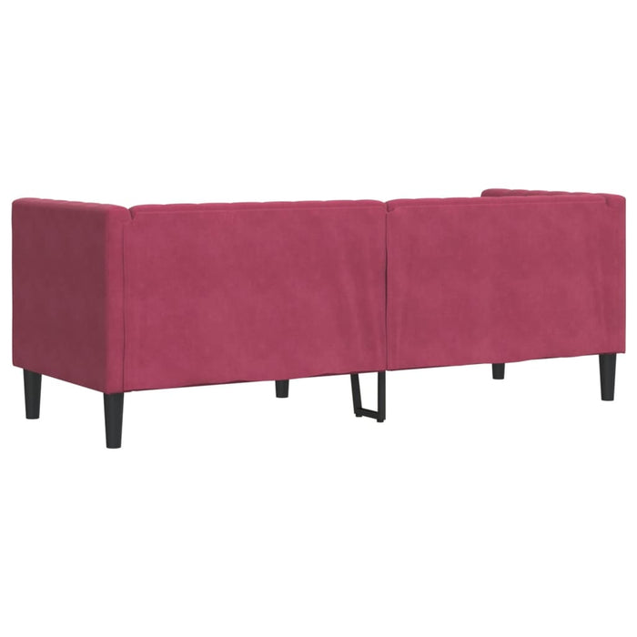 Divano Chesterfield con Rinforzi 3 Posti Rosso Vino in Velluto 372697