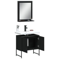 Set Mobili da Bagno 2 pz Nero in Legno Multistrato 3214334