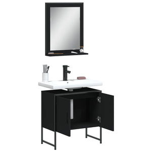 Set Mobili da Bagno 2 pz Nero in Legno Multistrato 3214334