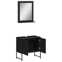 Set Mobili da Bagno 2 pz Nero in Legno Multistrato 3214334