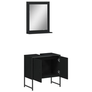 Set Mobili da Bagno 2 pz Nero in Legno Multistrato 3214334