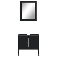 Set Mobili da Bagno 2 pz Nero in Legno Multistrato 3214334