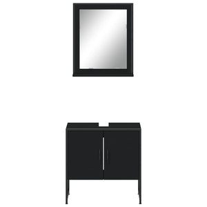 Set Mobili da Bagno 2 pz Nero in Legno Multistrato 3214334