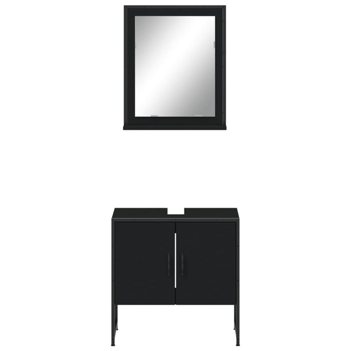 Set Mobili da Bagno 2 pz Nero in Legno Multistrato 3214334
