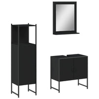Set di Mobili da Bagno 3 pz Nero in Legno Multistrato 3214344
