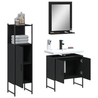 Set di Mobili da Bagno 3 pz Nero in Legno Multistrato 3214344