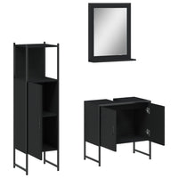 Set di Mobili da Bagno 3 pz Nero in Legno Multistrato 3214344