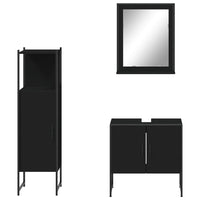 Set di Mobili da Bagno 3 pz Nero in Legno Multistrato 3214344