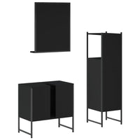 Set di Mobili da Bagno 3 pz Nero in Legno Multistrato 3214344