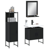 Set di Mobili da Bagno 3 pz Nero in Legno Multistrato 3214344