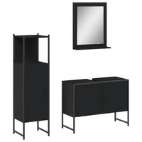 Set di Mobili da Bagno 3 pz Nero in Legno Multistrato 3214349