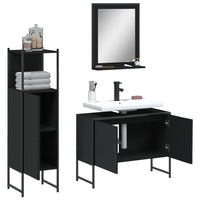 Set di Mobili da Bagno 3 pz Nero in Legno Multistrato 3214349