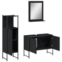 Set di Mobili da Bagno 3 pz Nero in Legno Multistrato 3214349