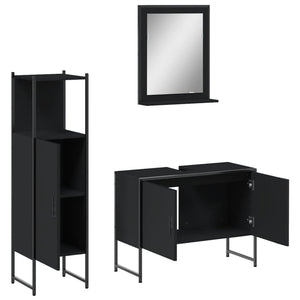 Set di Mobili da Bagno 3 pz Nero in Legno Multistrato 3214349