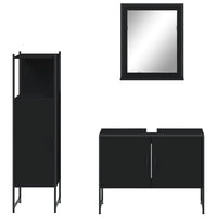 Set di Mobili da Bagno 3 pz Nero in Legno Multistrato 3214349