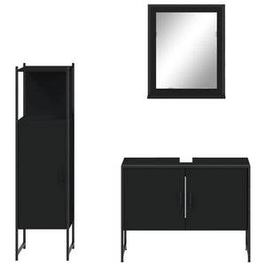 Set di Mobili da Bagno 3 pz Nero in Legno Multistrato 3214349