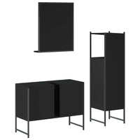 Set di Mobili da Bagno 3 pz Nero in Legno Multistrato 3214349