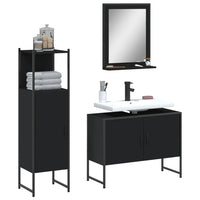 Set di Mobili da Bagno 3 pz Nero in Legno Multistrato 3214349