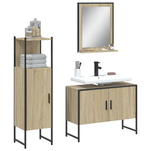 Set di Mobili da Bagno 3 pz Rovere Sonoma in Legno Multistrato 3214350