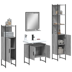 Set Mobili da Bagno 4 pz Grigio Sonoma in Legno Multistrato 3214357