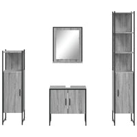 Set Mobili da Bagno 4 pz Grigio Sonoma in Legno Multistrato 3214357
