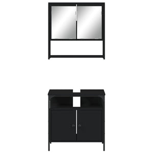 Set Mobili da Bagno 2 pz Nero in Legno Multistrato 3214655