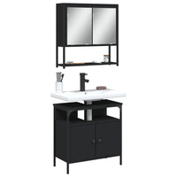 Set Mobili da Bagno 2 pz Nero in Legno Multistrato 3214655