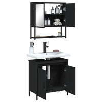 Set Mobili da Bagno 2 pz Nero in Legno Multistrato 3214660