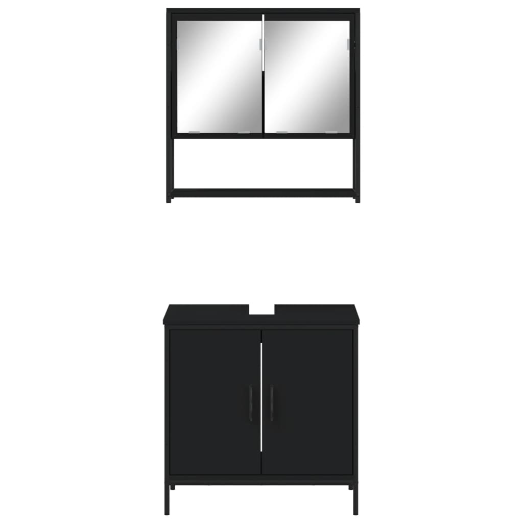 Set Mobili da Bagno 2 pz Nero in Legno Multistrato 3214660