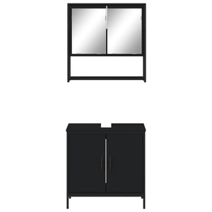 Set Mobili da Bagno 2 pz Nero in Legno Multistrato 3214660