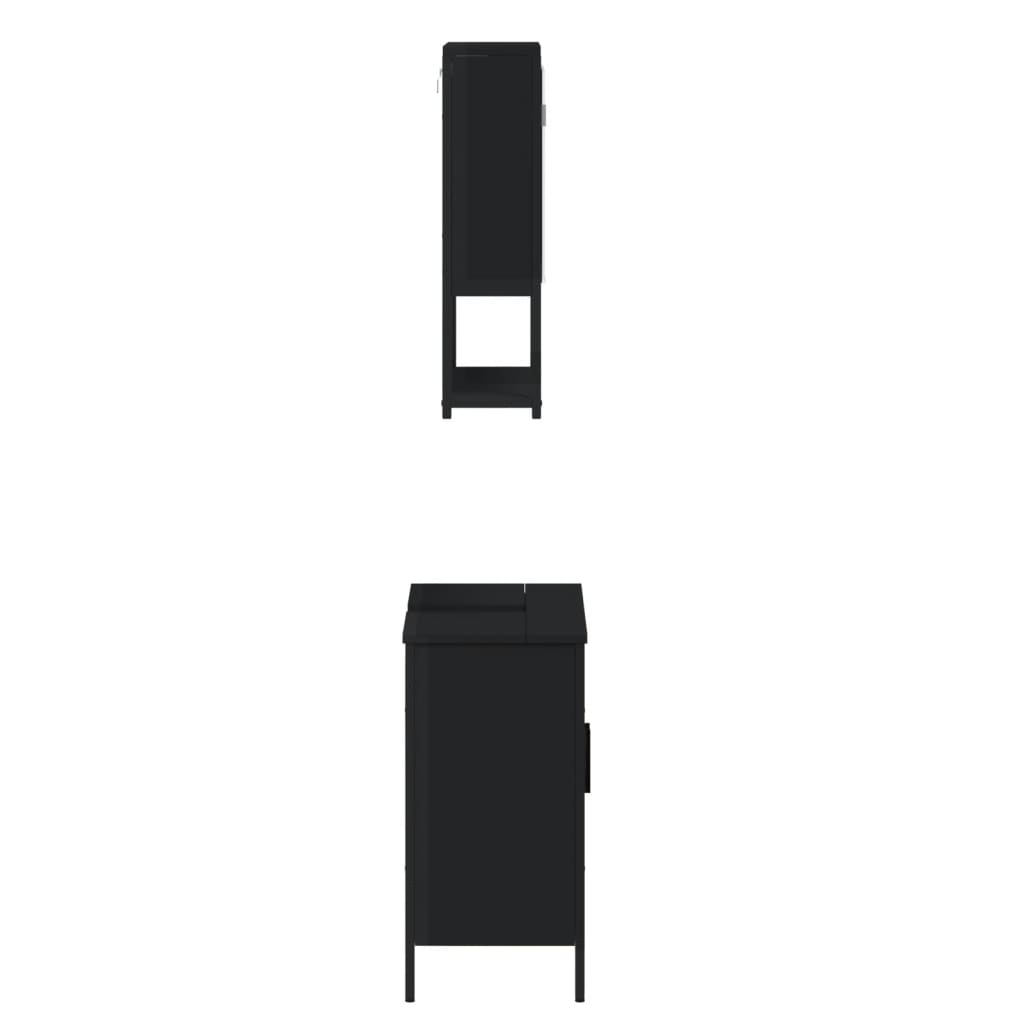 Set Mobili da Bagno 2 pz Nero in Legno Multistrato 3214660